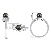 Rosec Jewels Tahitian Pearl engagement ring with diamond, featuring a designer ring design, set in a luxury jewelry setting.