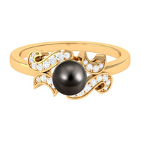 Elegant Rosec Jewels Tahitian Pearl engagement ring with diamond accent, featuring a luxurious pearl and sparkling gemstone setting.
