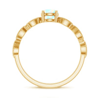 Nature Inspired Solitaire Ethiopian Rainbow Opal Leaf Ring