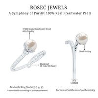 Natural 2 Carat Freshwater Pearl Wrap Ring with Diamond