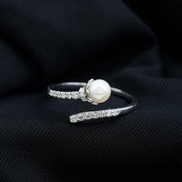 Natural 2 Carat Freshwater Pearl Wrap Ring with Diamond