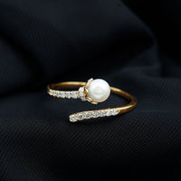 Natural 2 Carat Freshwater Pearl Wrap Ring with Diamond