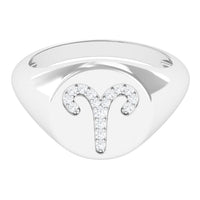 Cubic Zirconia Aries Zodiac Signet Ring