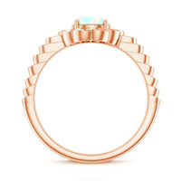 Vintage Looking Ethiopian Opal Flower Engagement Ring with Diamond