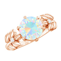 Nature Inspired 8mm Ethiopian Opal Diamond Engagement Ring