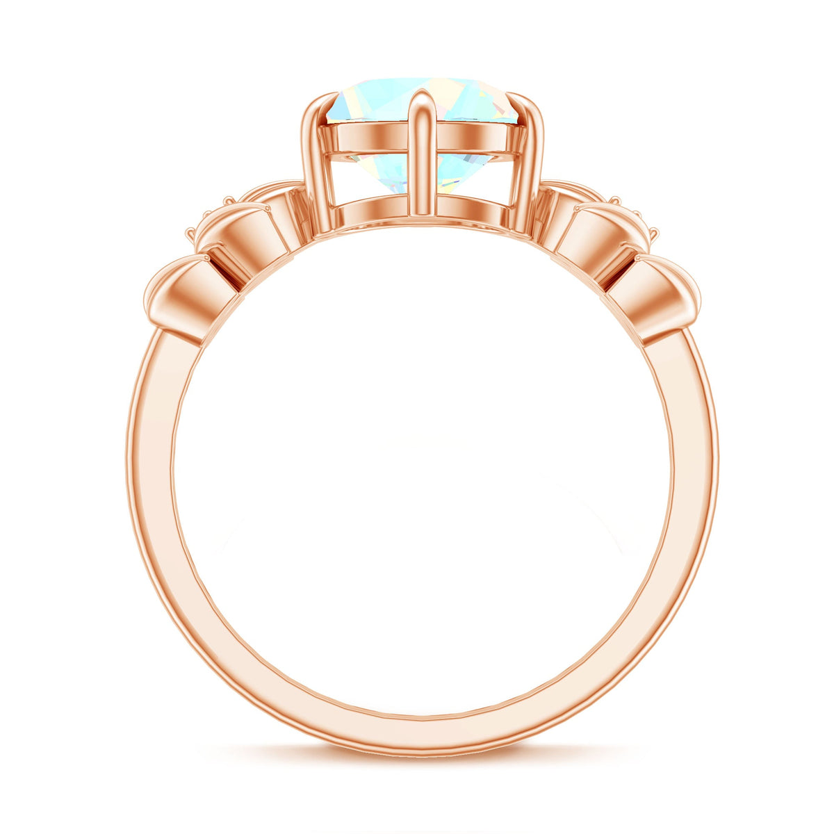 Nature Inspired 8mm Ethiopian Opal Diamond Engagement Ring