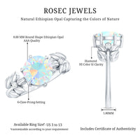 Nature Inspired 8mm Ethiopian Opal Diamond Engagement Ring