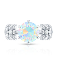 Nature Inspired 8mm Ethiopian Opal Diamond Engagement Ring