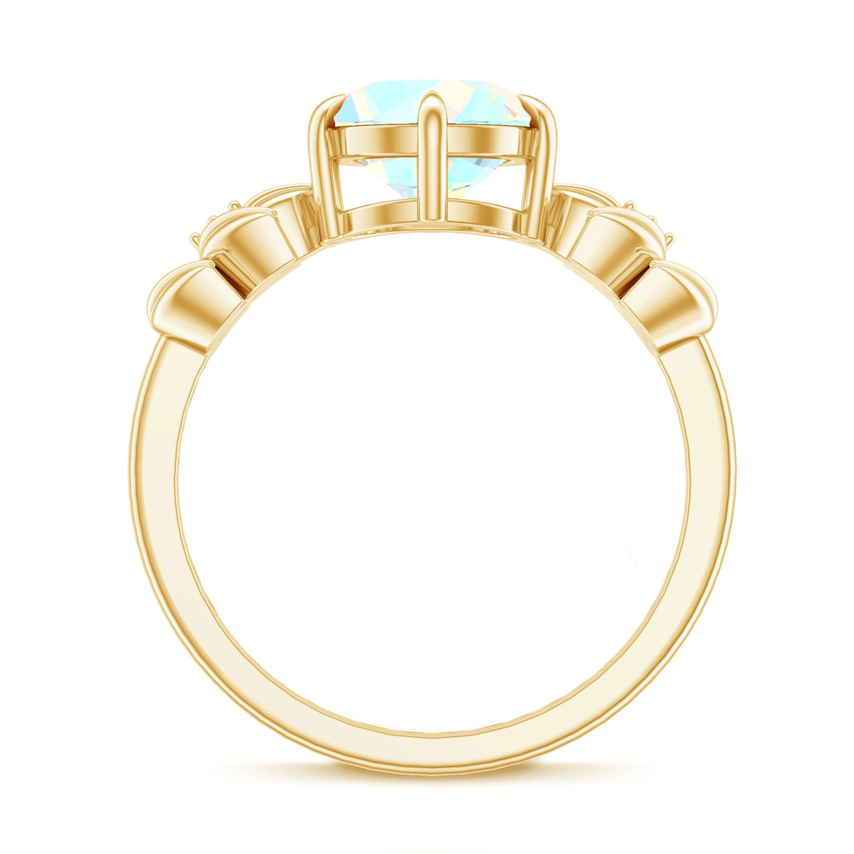 Nature Inspired 8mm Ethiopian Opal Diamond Engagement Ring