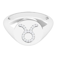 Certified Zircon Taurus Zodiac Signet Ring