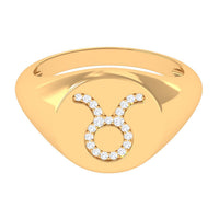 Certified Zircon Taurus Zodiac Signet Ring
