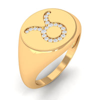 Certified Zircon Taurus Zodiac Signet Ring