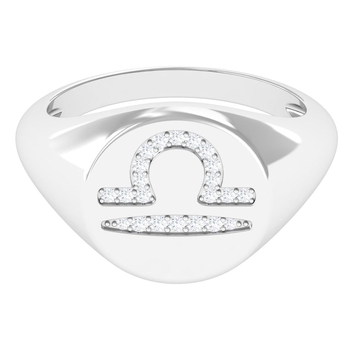 Zircon Libra Zodiac Signet Unisex Ring