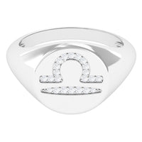 Zircon Libra Zodiac Signet Unisex Ring