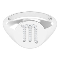 Cubic Zirconia Unisex Scorpio Zodiac Signet Ring