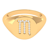 Cubic Zirconia Unisex Scorpio Zodiac Signet Ring
