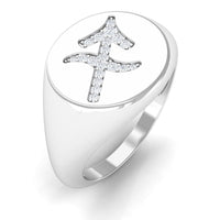 Zircon Sagittarius Zodiac Signet Unisex Ring