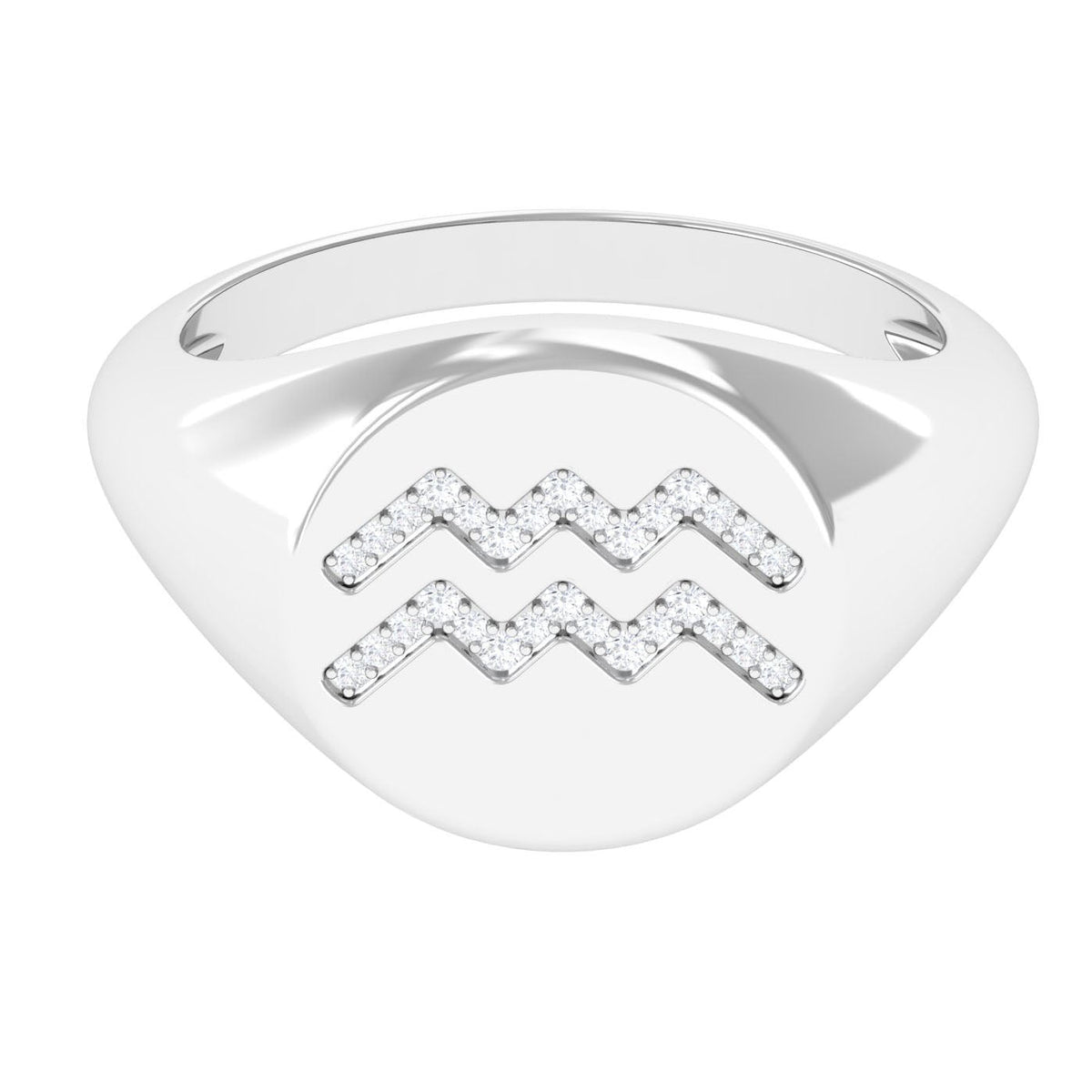 Cubic Zirconia Aquarius Zodiac Signet Ring