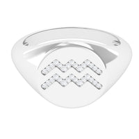 Cubic Zirconia Aquarius Zodiac Signet Ring