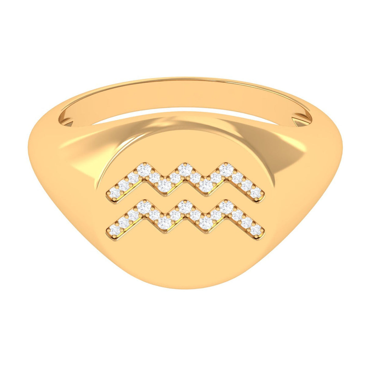 Cubic Zirconia Aquarius Zodiac Signet Ring