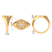 Certified Cubic Zirconia Pisces Zodiac Signet Ring
