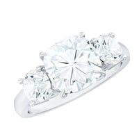 Three Stone Moissanite Engagement Ring with Certificate