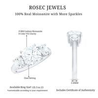 Three Stone Moissanite Engagement Ring with Certificate