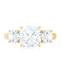 Three Stone Moissanite Engagement Ring with Certificate