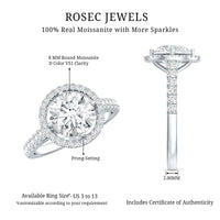 Certified 2 Carat Moissanite Engagement Ring with Halo