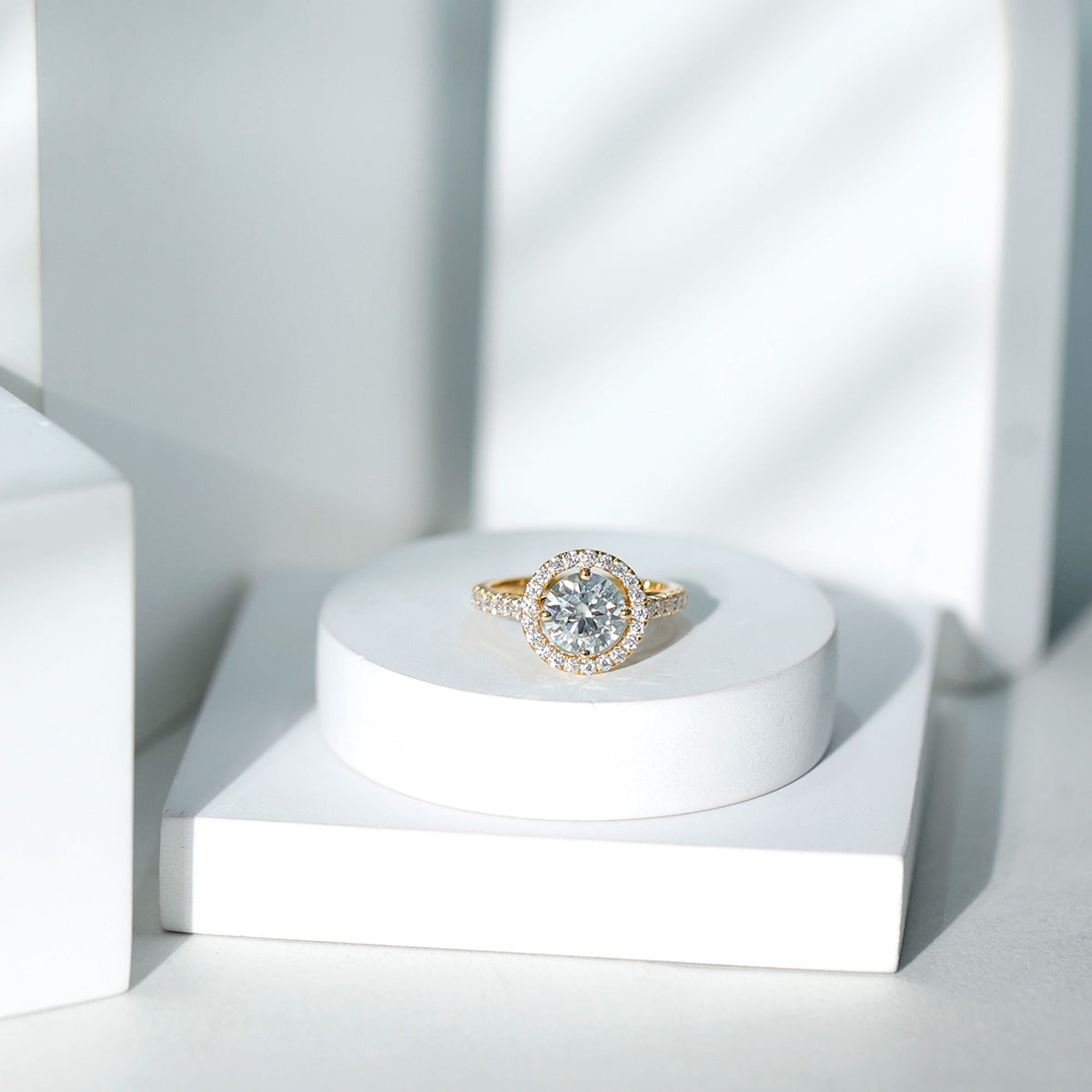 Certified 2 Carat Moissanite Engagement Ring with Halo