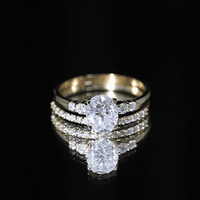 Certified Oval Cut Moissanite Engagement Ring with Wedding Band Set
