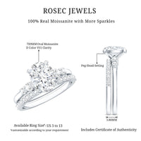 Certified Oval Cut Moissanite Engagement Ring with Wedding Band Set