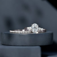 Certified Oval Cut Moissanite Engagement Ring with Wedding Band Set