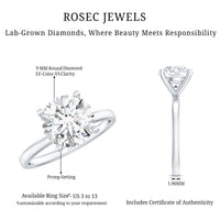 Certified 3 Carat Lab Grown Diamond Solitaire Engagement Ring