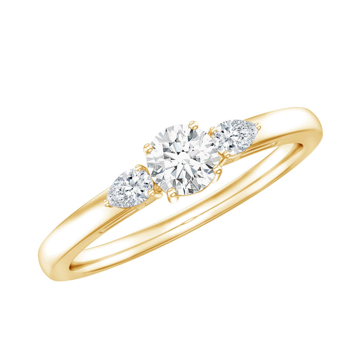 Certified Moissanite 3-stone promise ring from Rosec Jewels featuring sparkling stones set in a sleek band.