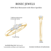 Certified Moissanite 3 Stone Promise Ring