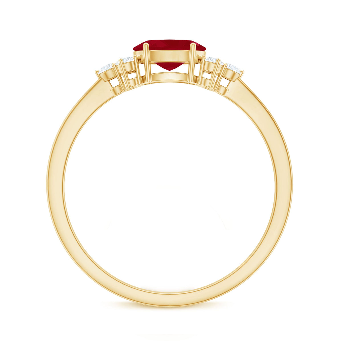 East West style 0.6 carat ruby oval promise ring with diamond accents from Rosec Jewels, showcasing a elegant jewelry design.