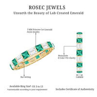 Lab Created Emerald And Moissanite Eternity Wedding Band