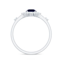 Natural 0.9 Carat Blue Sapphire Engagement Ring with Diamond Halo