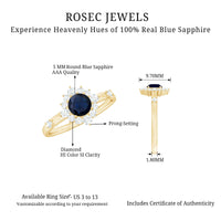 Natural 0.9 Carat Blue Sapphire Engagement Ring with Diamond Halo