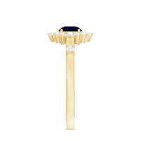 Natural 0.9 Carat Blue Sapphire Engagement Ring with Diamond Halo