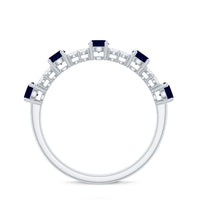 Round Blue Sapphire and Diamond Half Eternity Ring
