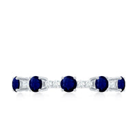 Round Blue Sapphire and Diamond Half Eternity Ring