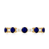 Round Blue Sapphire and Diamond Half Eternity Ring
