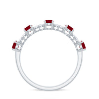 Real Ruby Diamond Half Eternity Ring for Anniversary