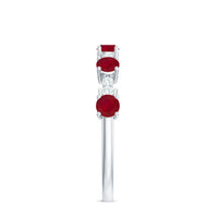 Real Ruby Diamond Half Eternity Ring for Anniversary
