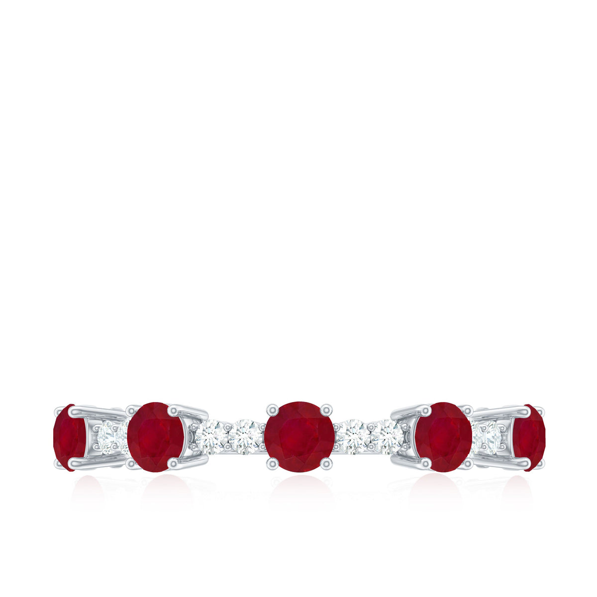 Real Ruby Diamond Half Eternity Ring for Anniversary