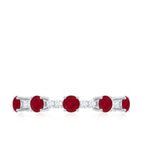Real Ruby Diamond Half Eternity Ring for Anniversary