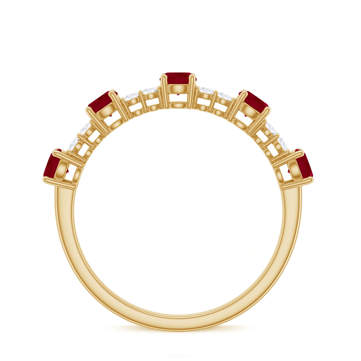 Real Ruby Diamond Half Eternity Ring for Anniversary