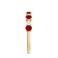 Real Ruby Diamond Half Eternity Ring for Anniversary